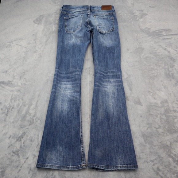 HM Pants Womens 28 Blue Denim Low Waist Boot Cut Flat Front Jeans Bottoms - Picture 8 of 16
